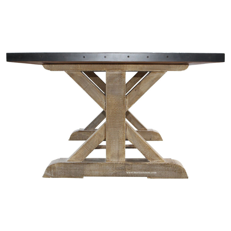 Hammered Zinc Top Dining Table