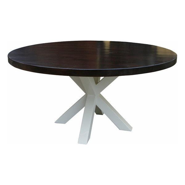Modern Round Arden Dining Table in Weathered Oak Wood