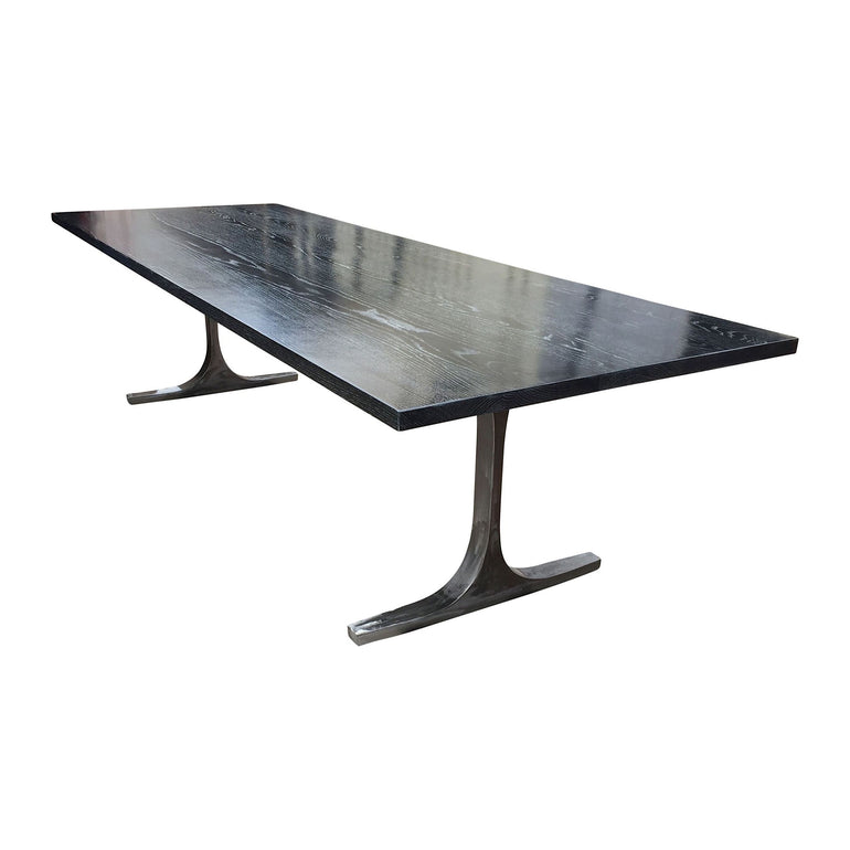 chrome plated modern walnut dining table 