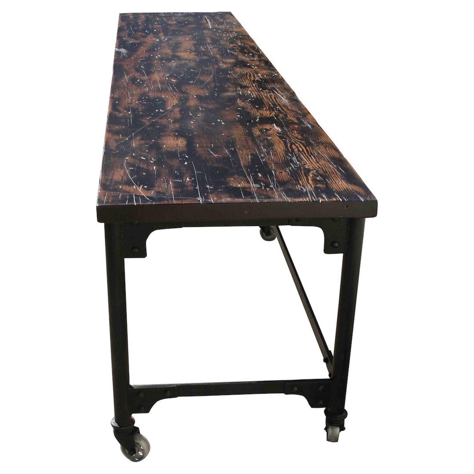 Industrial Dining Table with Heavy Steel Castors