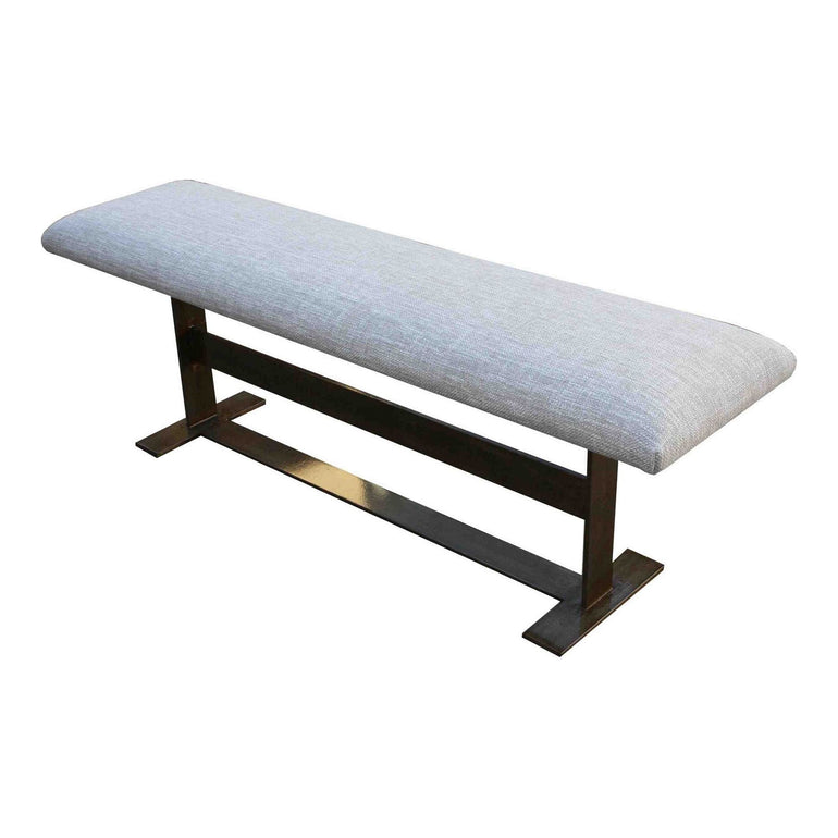 Modern Industrial Metal Bench with Upholstered Seat Cushion