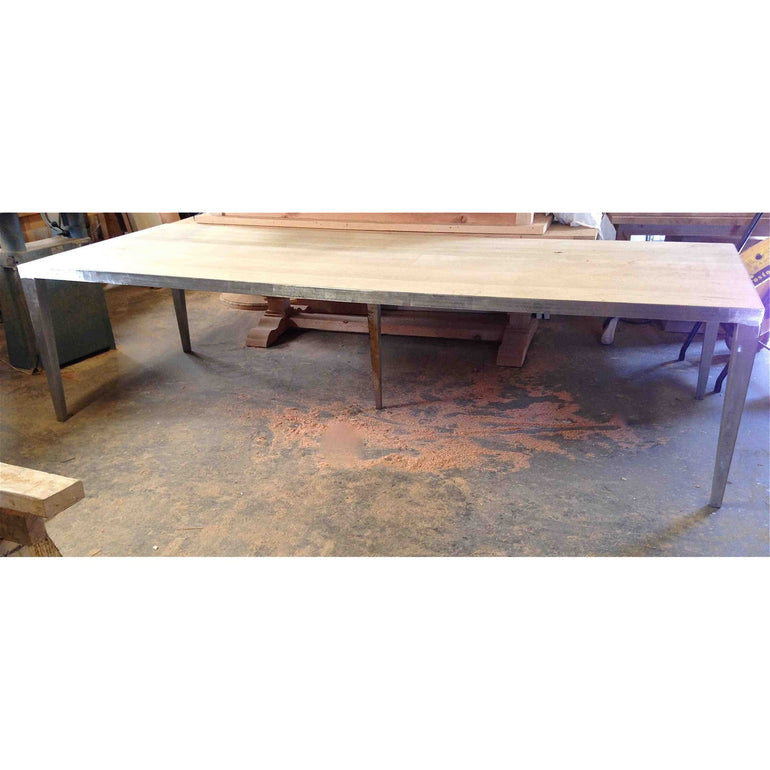 11ft White Oak and metal dining room table