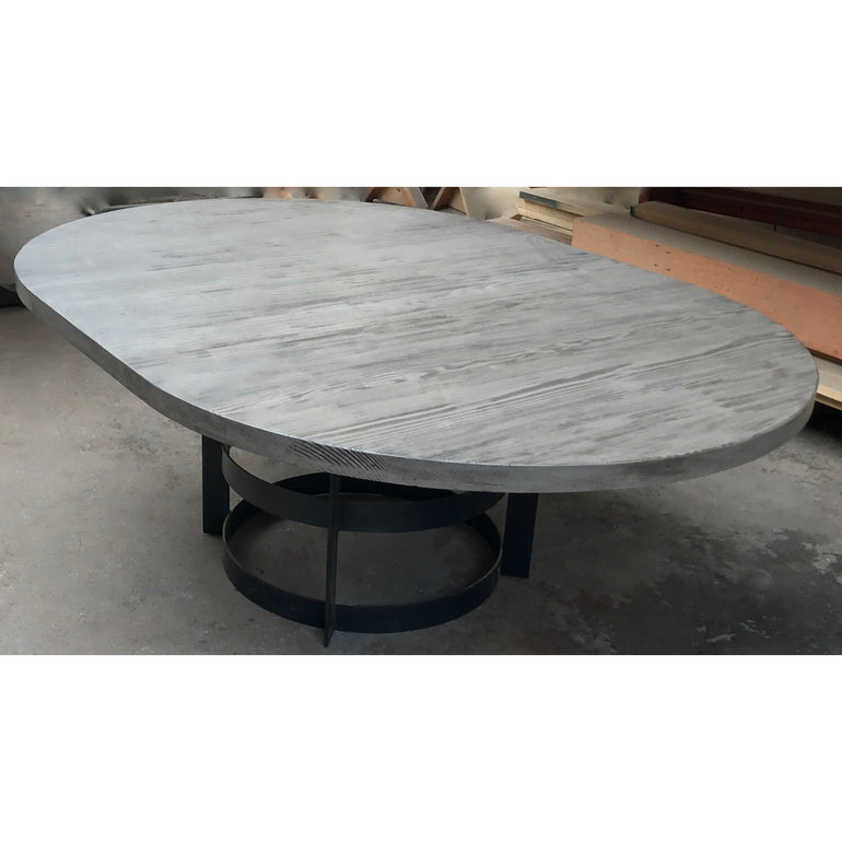 oval extension dining table with metal base
