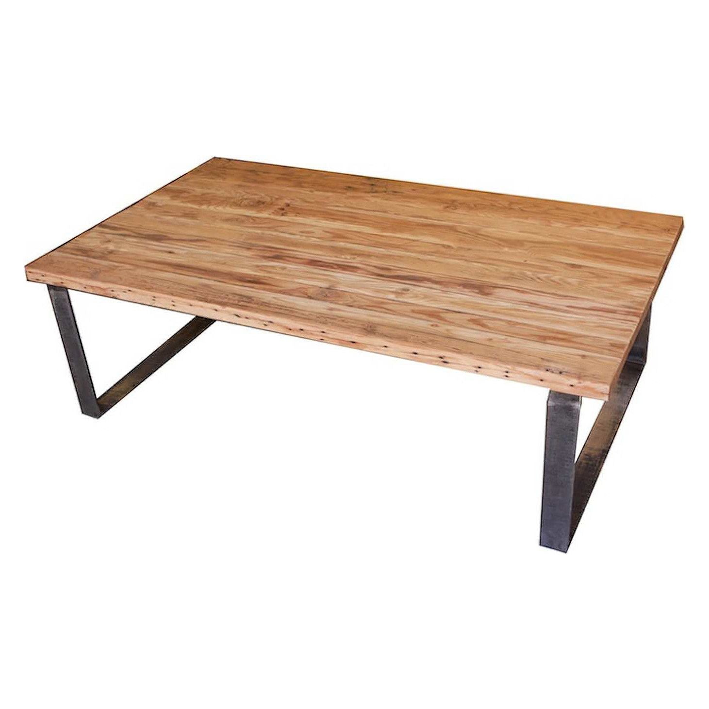 Industrial modern metal and reclamed wood coffee table