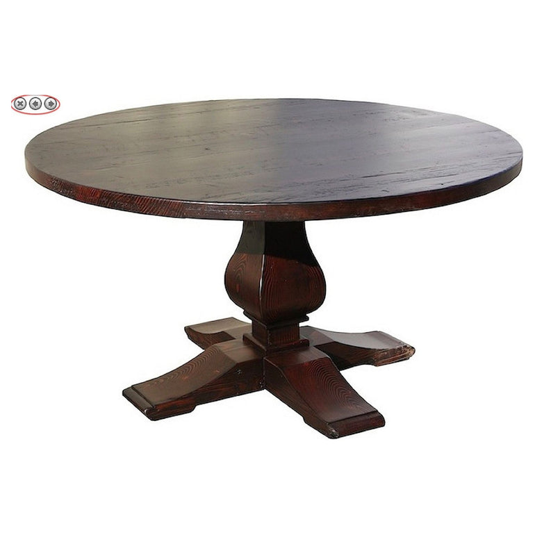 54 Diam x 30"H Wood: Rec Doug Fir / Stain: Brandy / FInish: Satin Lacquer