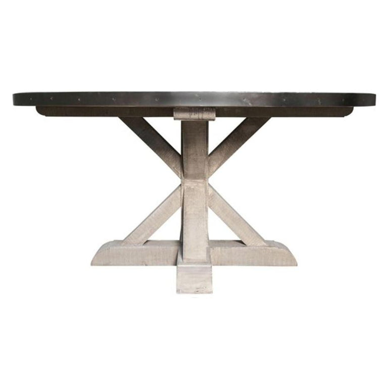 X Base Zinc Top Dining Table