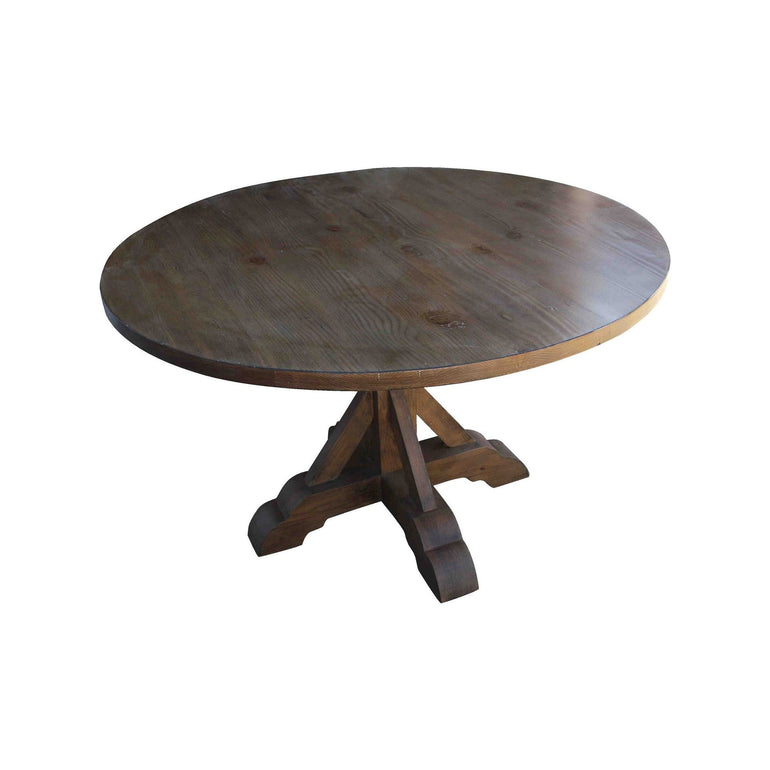X-Base Round Reclaimed Wood Dining Table