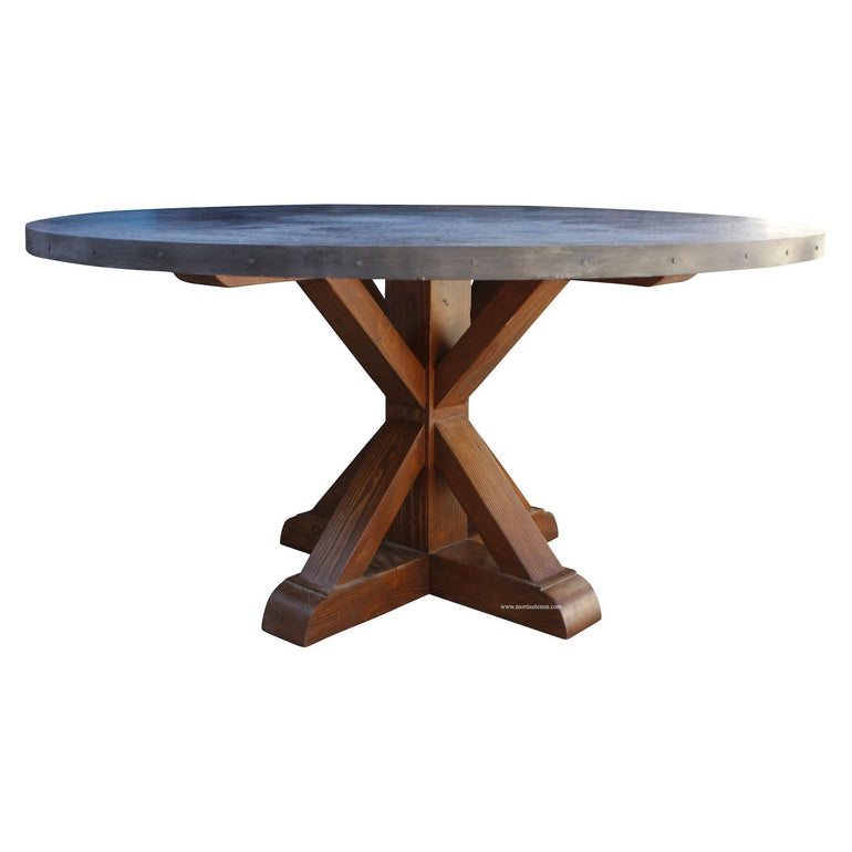 Hammered Zinc Round Dining Table