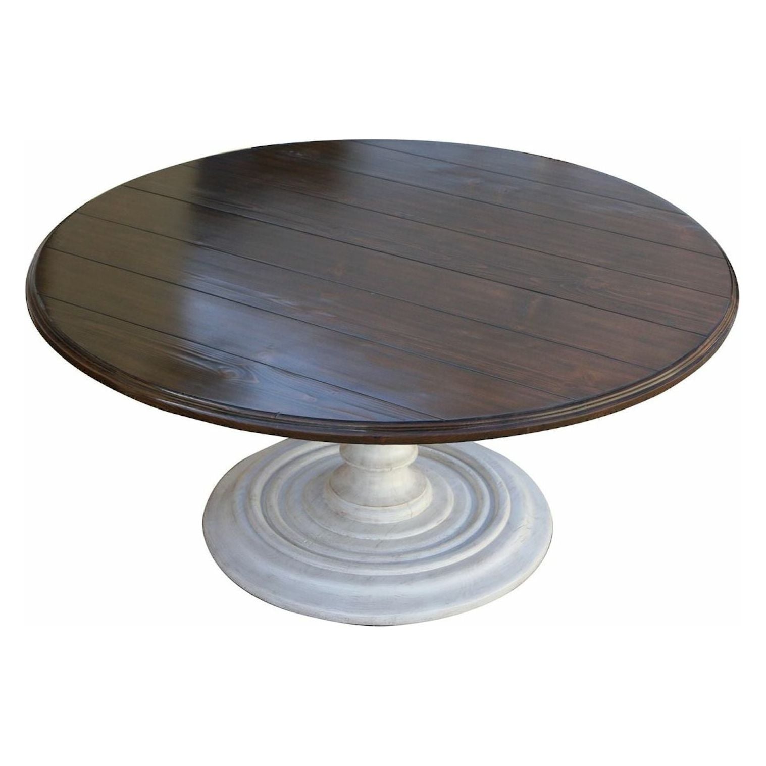 Salvaged Wood Plank Round Dining Table
