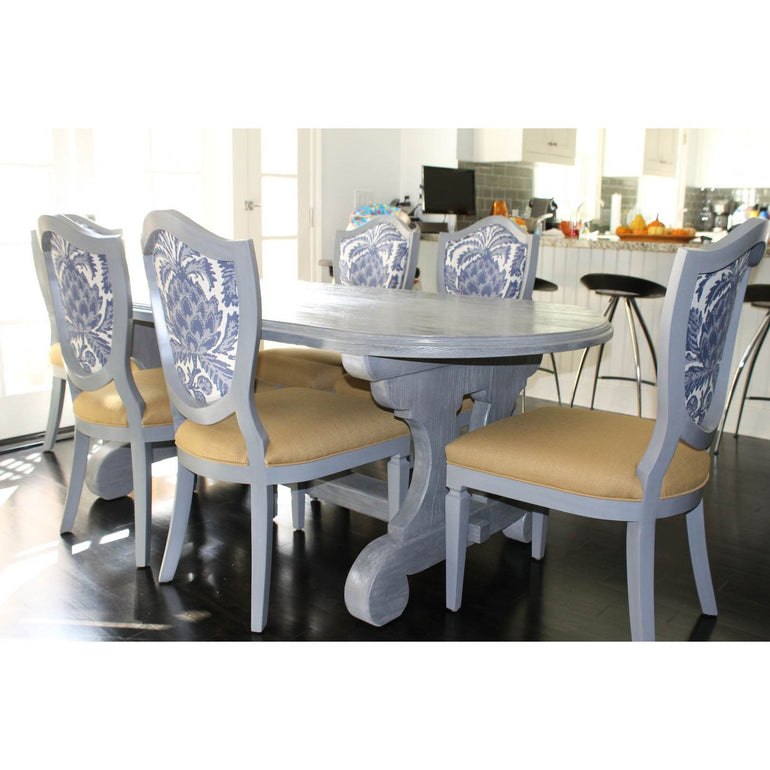 Reclaimed Wood Lourdes Dining Table With Shield Back Chairs