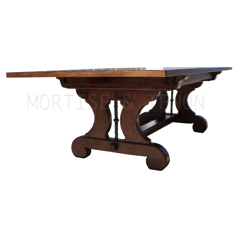 Lourdes Plank Top Trestle Dining Table in Reclaimed Wood
