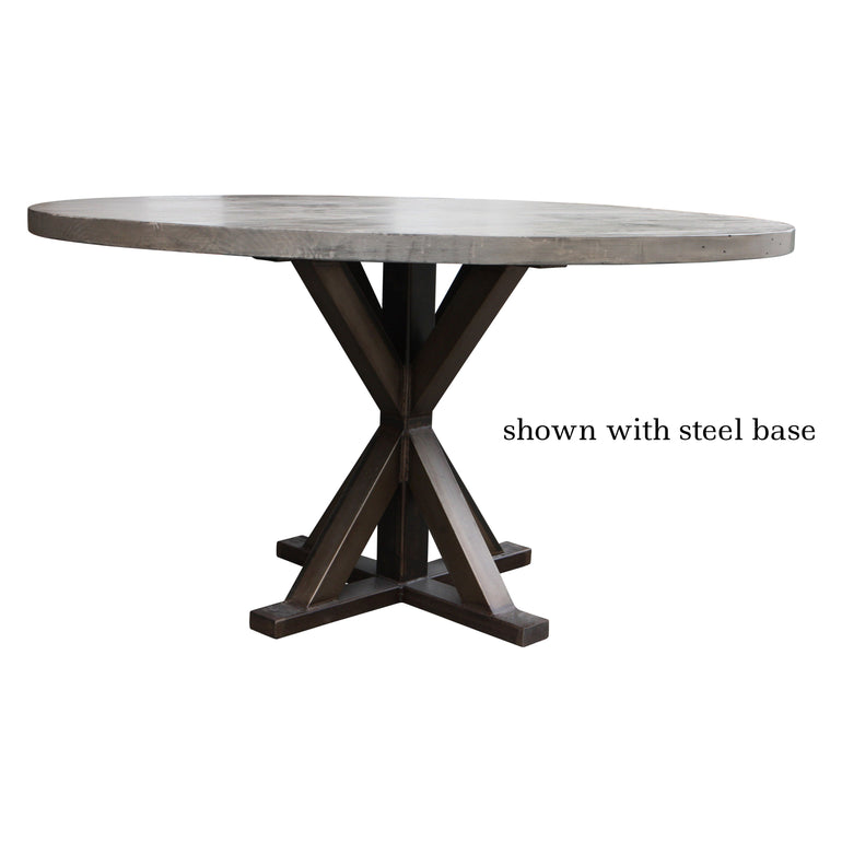 steel X base round dining table 