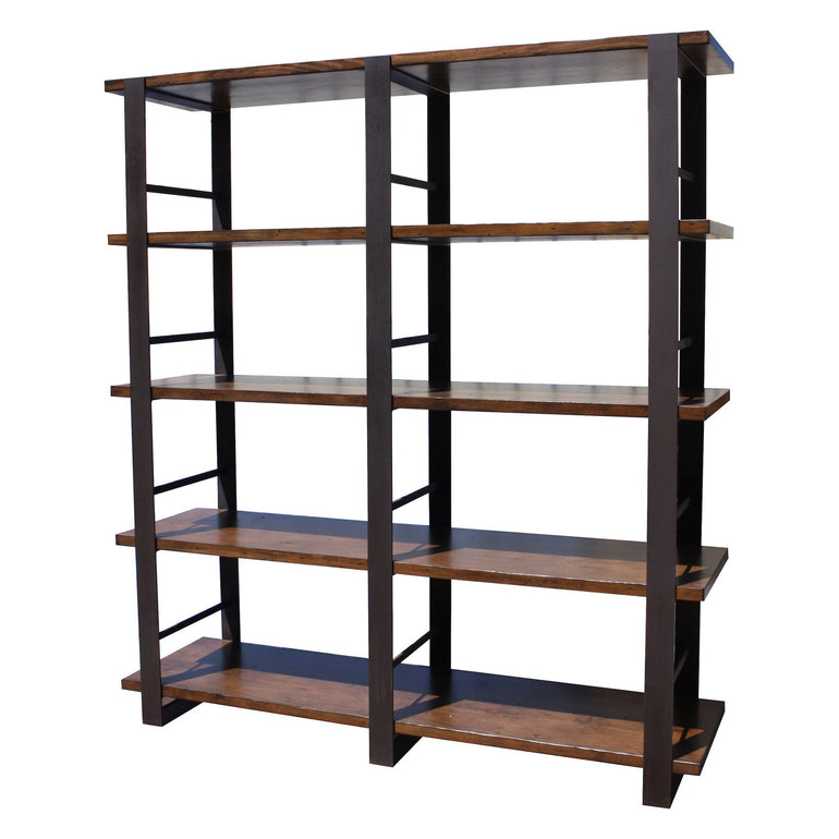 industrial modern metal and reclaimed wood bookcase 