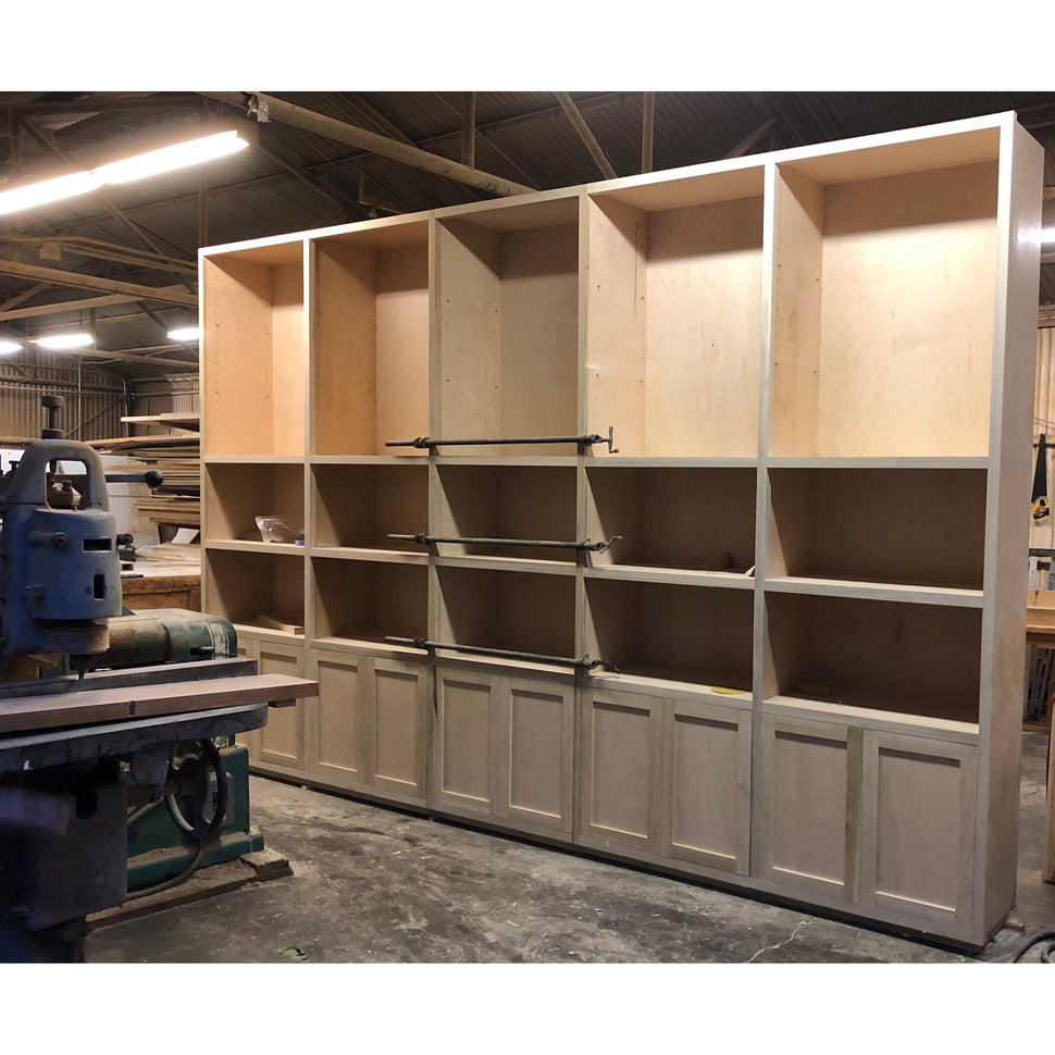 Custom BuiltIn Wall to Wall Bookcase Mortise & Tenon